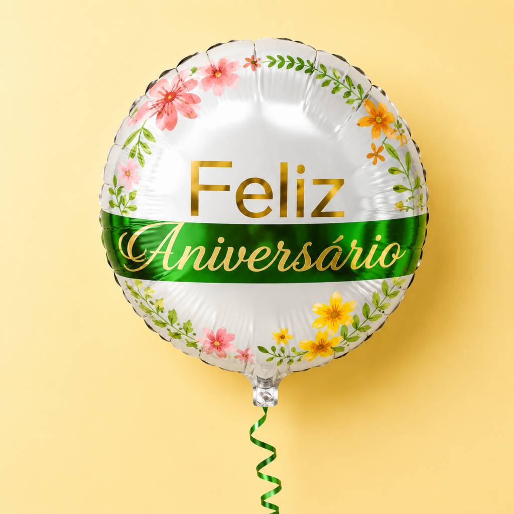Feliz Aniversário Floral 18 polegadas