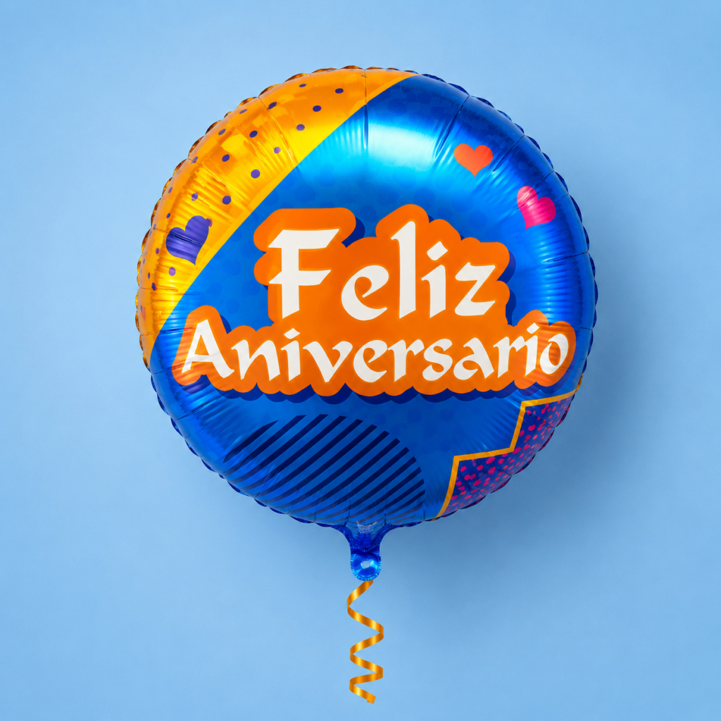 Feliz Aniversário Azul e Laranja 18 Polegadas